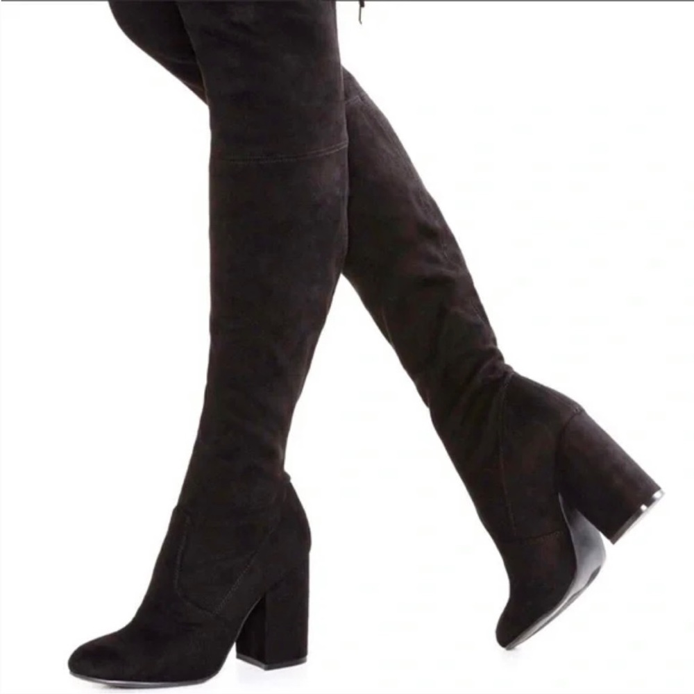 Steve Madden Black Suede Over the Knee Boots